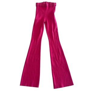 alo Denim Knit High-Waist Flare Pant xxs in bold red